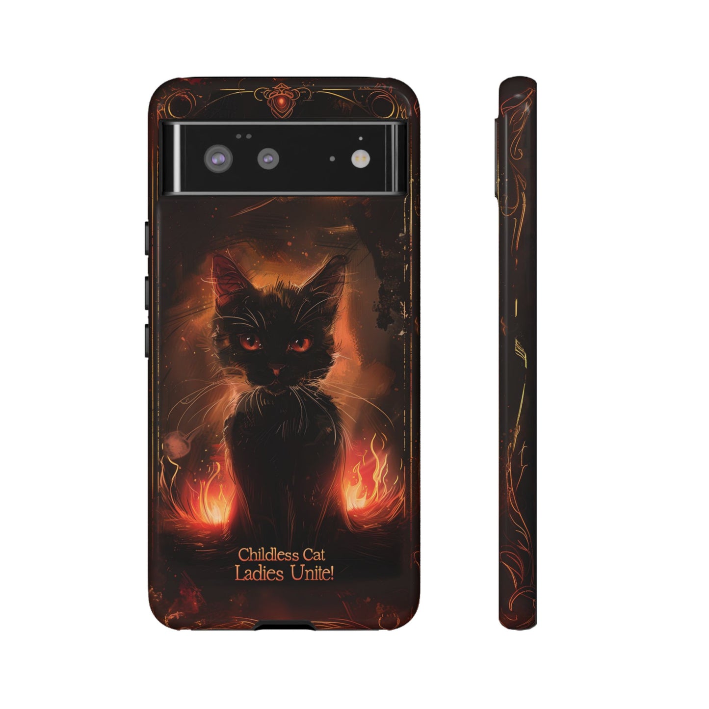 Childless Cat Ladies Unite Phone Case - Gothic Black Cat For iPhone, Samsung Galaxy, and Google Pixel Devices