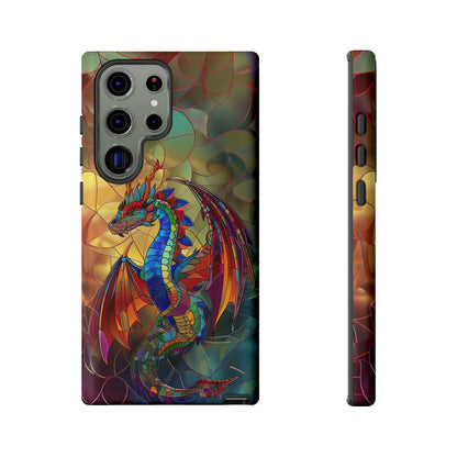 Stained Glass Dragon Phone Case - Colorful Fantasy Design for iPhone, Samsung Galaxy, Google Pixel Devices