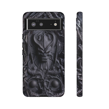 Black Demon Phone Case – Horned Hell Horror Design for iPhone, Samsung Galaxy, and Google Pixel Devices