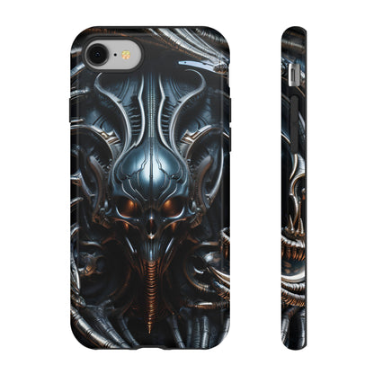 Metallic Alien Mask Phone Case – Futuristic Alien Horror Design for iPhone, Samsung Galaxy, and Google Pixel Devices