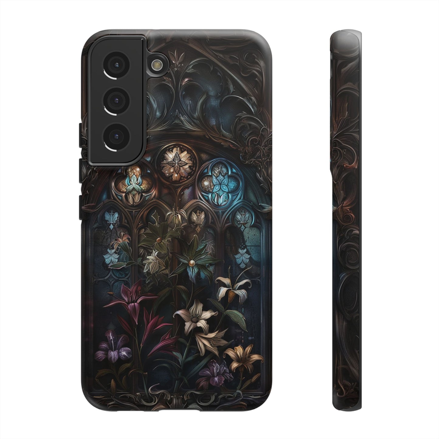 Elegant Gothic Flower Art Phone Case - Intricate Floral Design for iPhone, Samsung Galaxy, and Google Pixel Devices