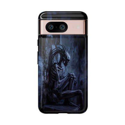 Gothic Alien Skeleton iPhone Case - Sci-Fi Horror Design