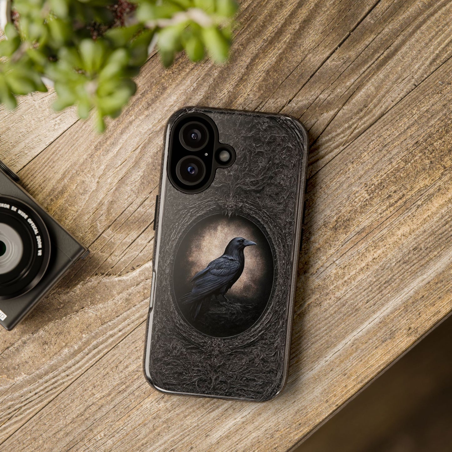 Gothic Raven Phone Case - Mysterious Dark Bird Design