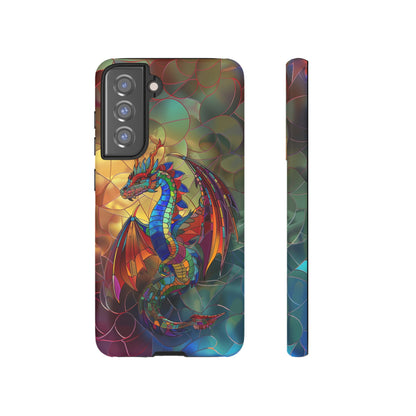 Stained Glass Dragon Phone Case - Colorful Fantasy Design for iPhone, Samsung Galaxy, Google Pixel Devices