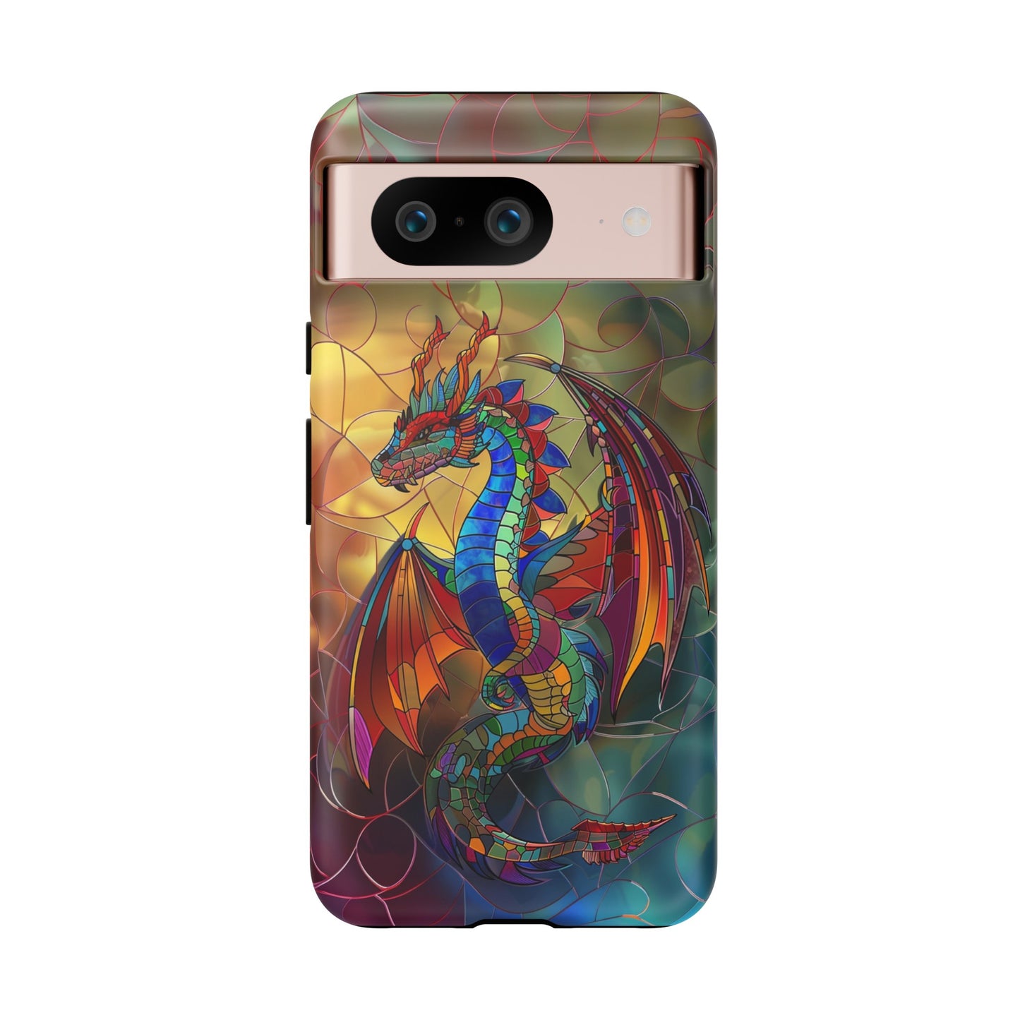 Stained Glass Dragon Phone Case - Colorful Fantasy Design for iPhone, Samsung Galaxy, Google Pixel Devices