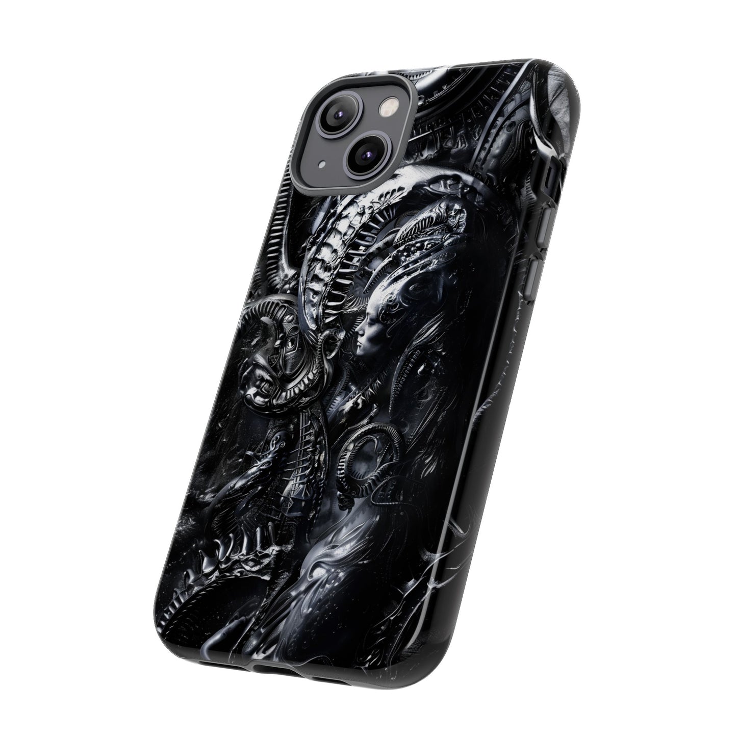 Biomechanical Transhumanism Phone Case – Alien Horror Design for iPhone and Samsung Galaxy Devices