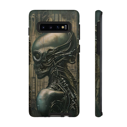 Biomechanical Android Phone Case – Futuristic Alien Horror H.R. Giger-Inspired Design for iPhone, Samsung Galaxy, and Google Pixel Devices