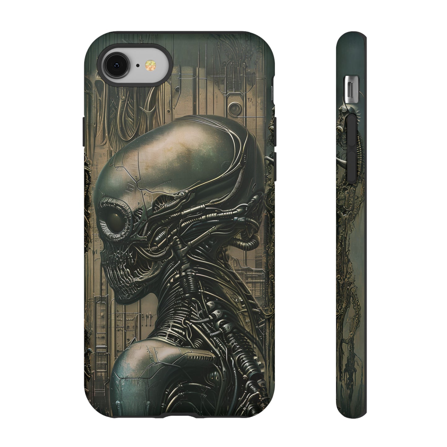 Biomechanical Android Phone Case – Futuristic Alien Horror H.R. Giger-Inspired Design for iPhone, Samsung Galaxy, and Google Pixel Devices