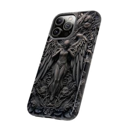 Grey Angel Phone Case – Gothic Marble Statue Design for iPhone, Samsung Galaxy, and Google Pixel Devices