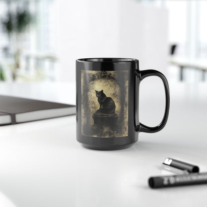 Vintage Black Cat Art Mug