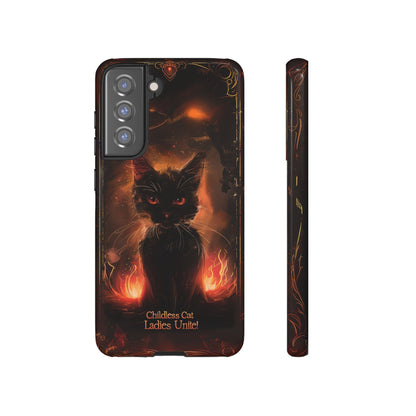 Childless Cat Ladies Unite Phone Case - Gothic Black Cat For iPhone, Samsung Galaxy, and Google Pixel Devices