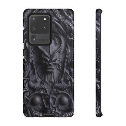 Black Demon Phone Case – Horned Hell Horror Design for iPhone, Samsung Galaxy, and Google Pixel Devices