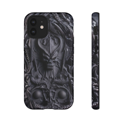 Black Demon Phone Case – Horned Hell Horror Design for iPhone, Samsung Galaxy, and Google Pixel Devices