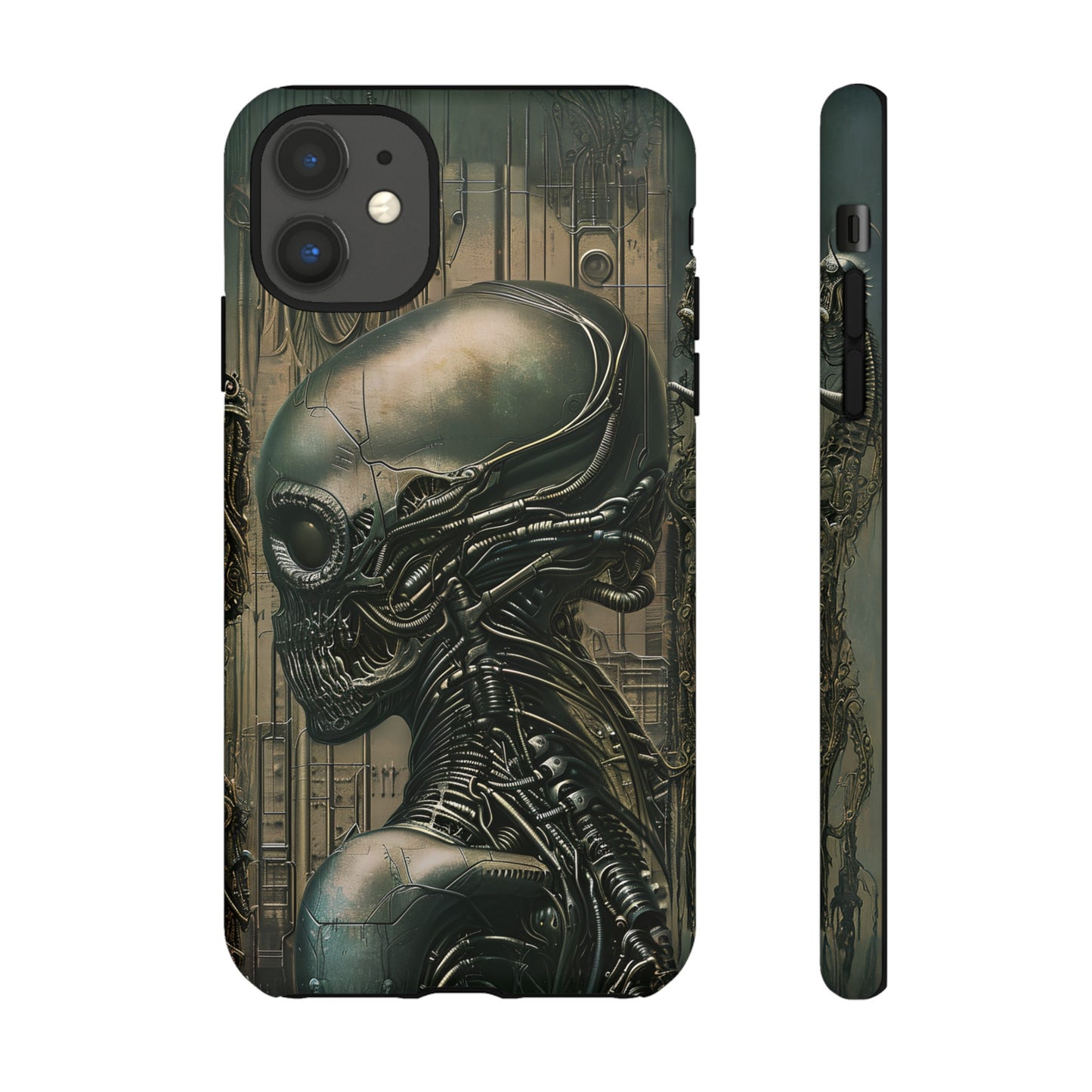 Biomechanical Android Phone Case – Futuristic Alien Horror H.R. Giger-Inspired Design for iPhone, Samsung Galaxy, and Google Pixel Devices