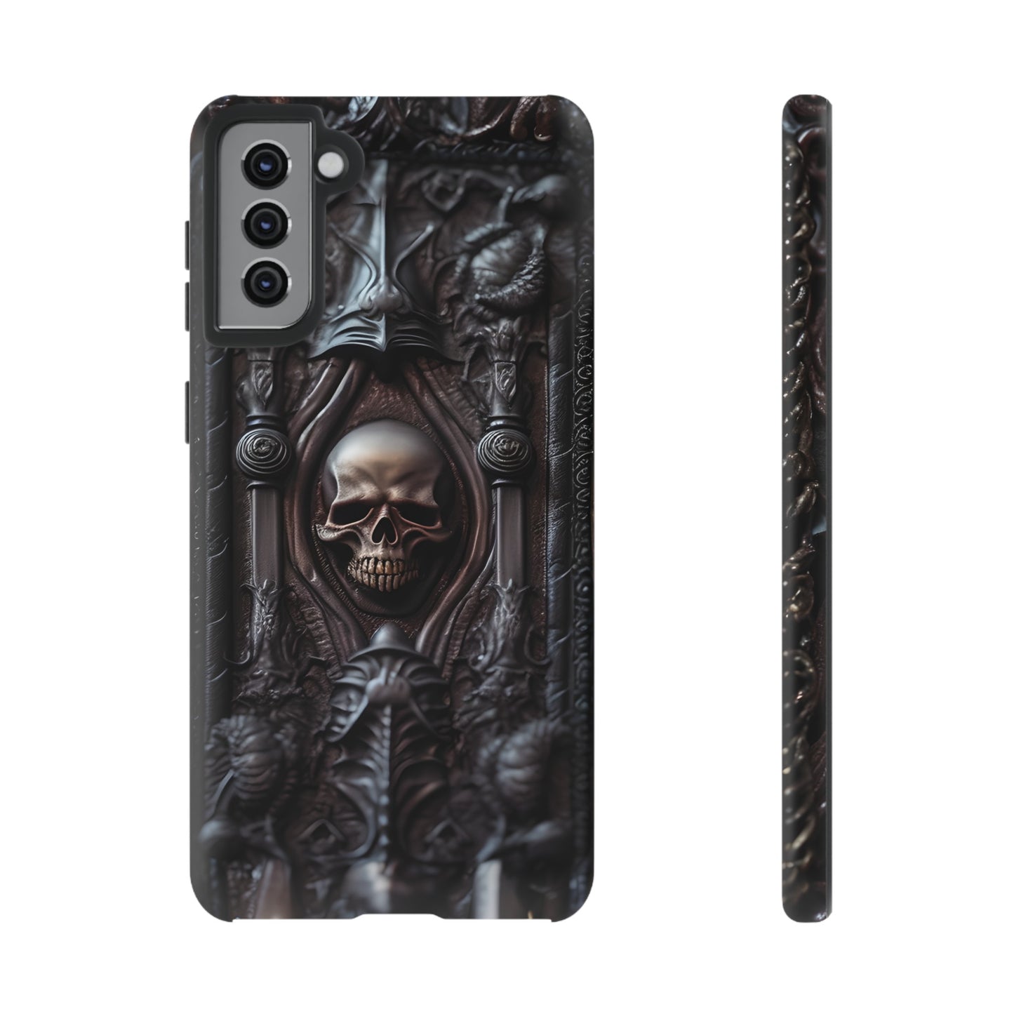 Dark Grimoire of Death Tough Phone Case – Gothic Skull Vampiric Design for iPhone, Samsung Galaxy, and Google Pixel Devices