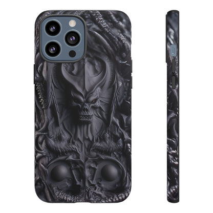 Black Demon Phone Case – Horned Hell Horror Design for iPhone, Samsung Galaxy, and Google Pixel Devices