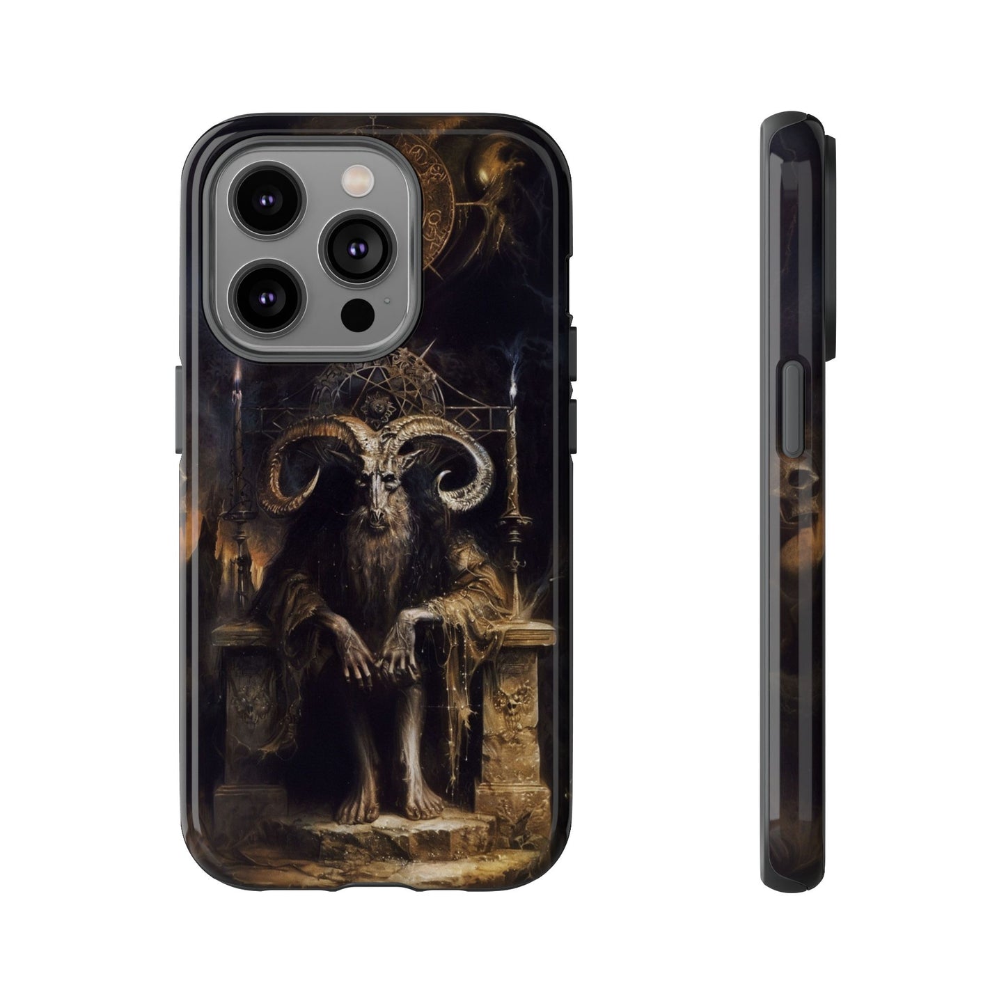 Dark Gothic Goat Demon Phone Case - Occult Horned Beast Art Design