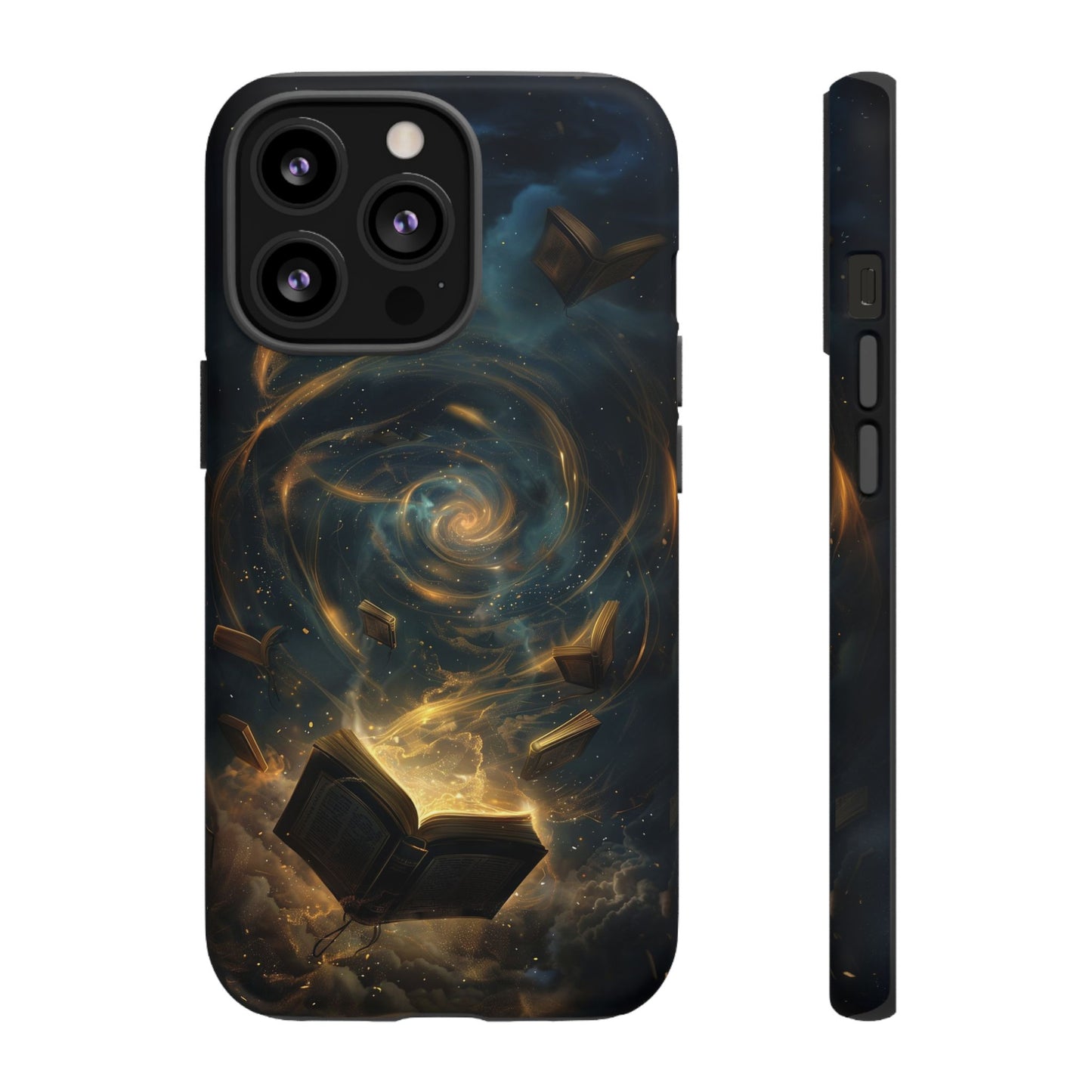 Magical Galaxy Swirling Books Phone Case - Celestial Book Lover's Gift for iPhone, Samsung Galaxy, and Google Pixel Devices