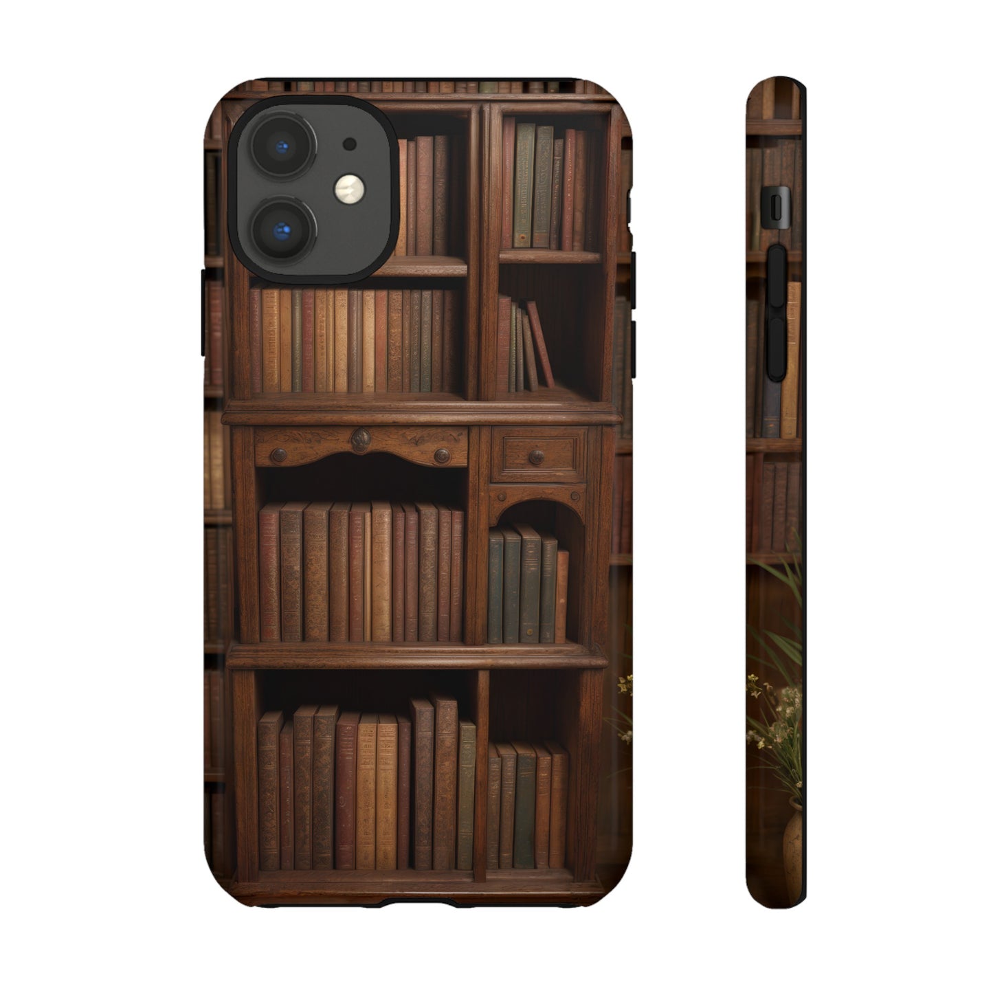 Book Shelf Phone Case – Vintage Library Design for iPhone, Samsung Galaxy, and Google Pixel Devices