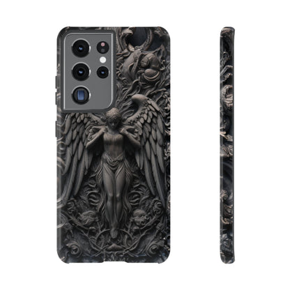 Grey Angel Phone Case – Gothic Marble Statue Design for iPhone, Samsung Galaxy, and Google Pixel Devices