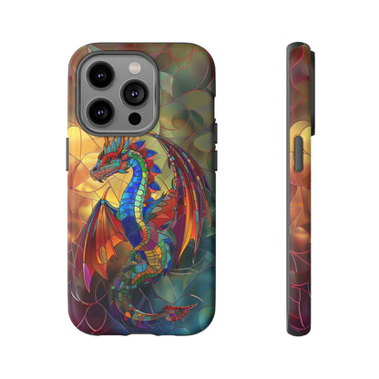 Stained Glass Dragon Phone Case - Colorful Fantasy Design for iPhone, Samsung Galaxy, Google Pixel Devices