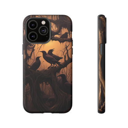 Ravens at Dusk Phone Case – Gothic Halloween Design with Edgar Allan Poe Inspired Crows for iPhone, Samsung Galaxy, and Google Pixel Devices