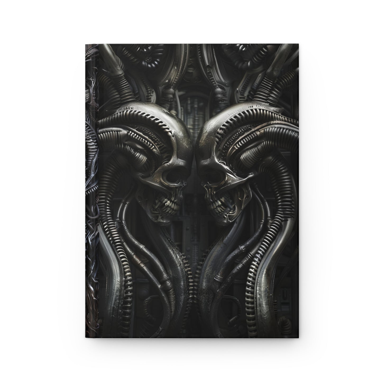 Biomechanical Skulls Hardcover Notebook - Dark Sci-Fi Journal for Writing and Sketching