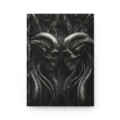 Biomechanical Skulls Hardcover Notebook - Dark Sci-Fi Journal for Writing and Sketching