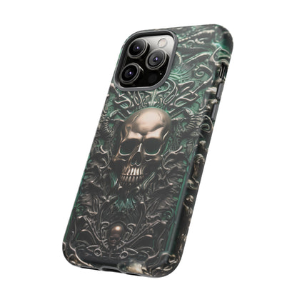 Green Skull Phone Case – Ornate Gothic Design for iPhone, Samsung Galaxy, and Google Pixel Devices