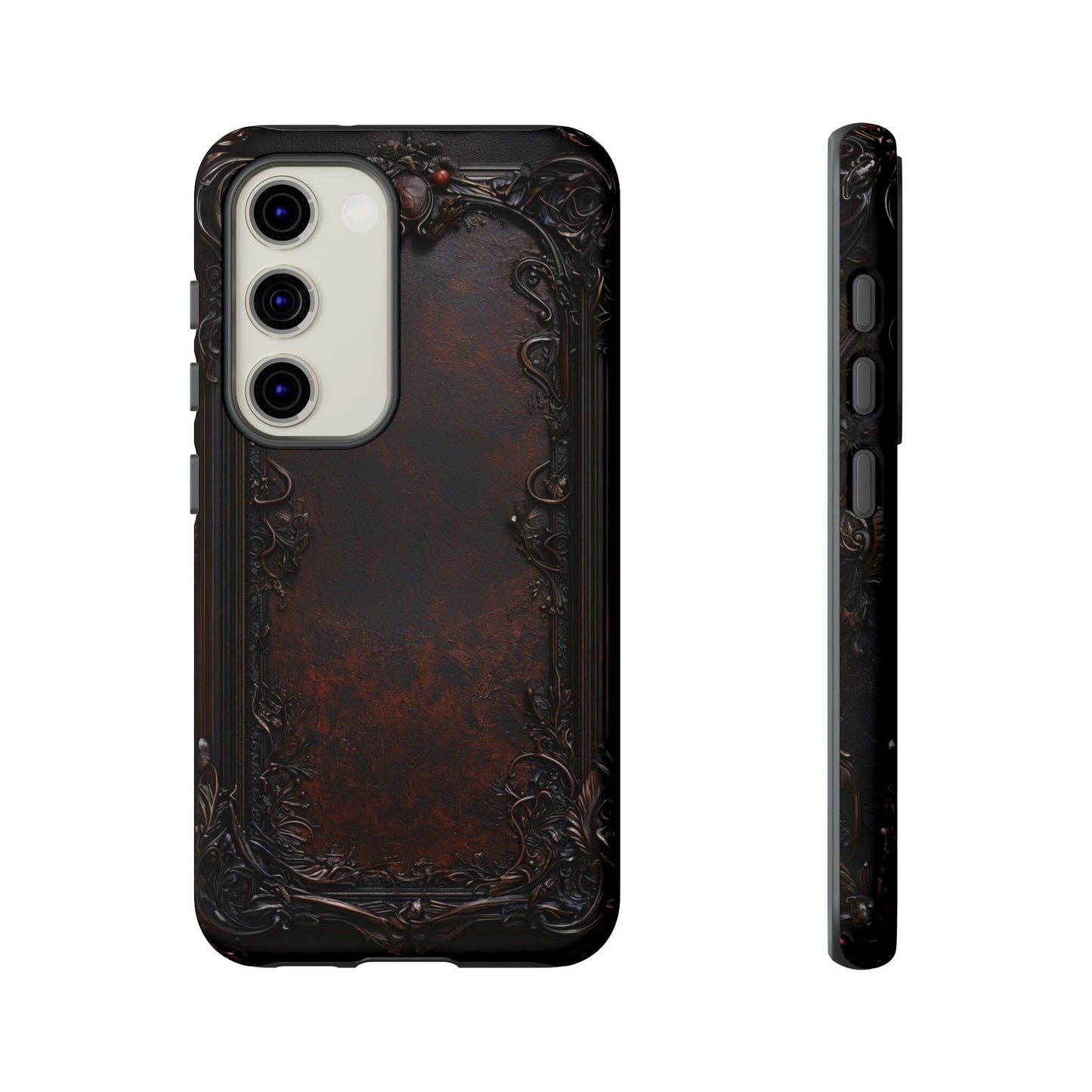 Gothic Ornate Leather-Inspired Phone Case - Dark Aesthetic Cover