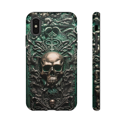 Green Skull Phone Case – Ornate Gothic Design for iPhone, Samsung Galaxy, and Google Pixel Devices