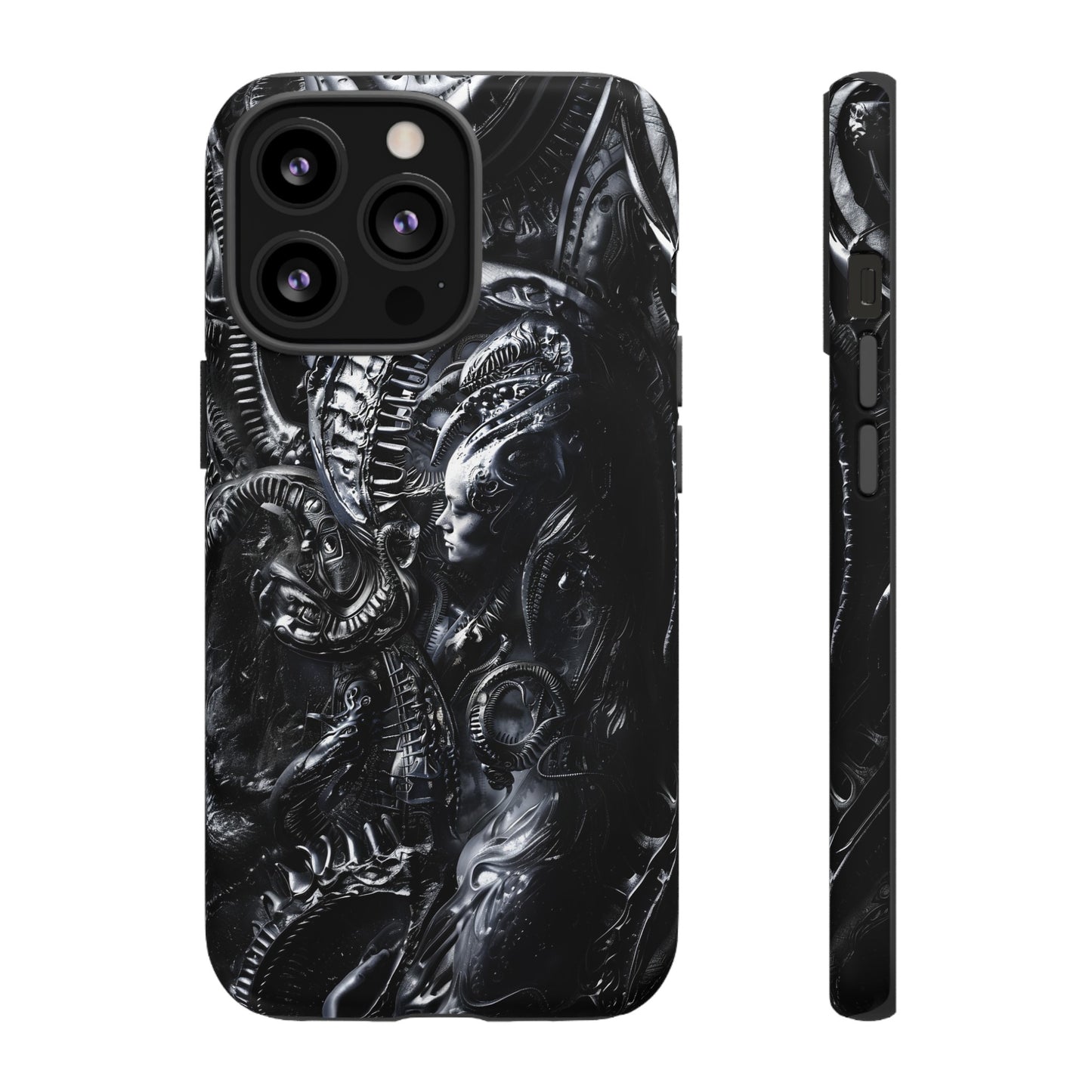 Biomechanical Transhumanism Phone Case – Alien Horror Design for iPhone and Samsung Galaxy Devices