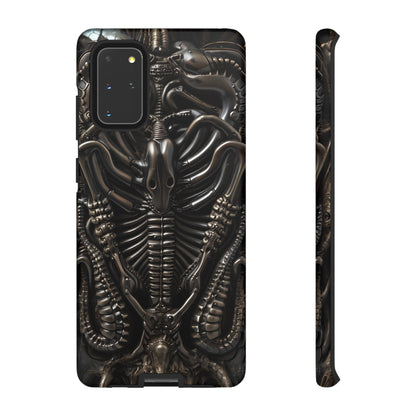 Biomechanical Nightmares Tough Phone Case – Alien Horror Design for iPhone and Samsung Galaxy Devices