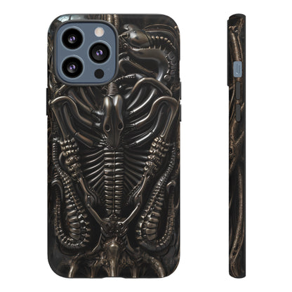 Biomechanical Nightmares Tough Phone Case – Alien Horror Design for iPhone and Samsung Galaxy Devices