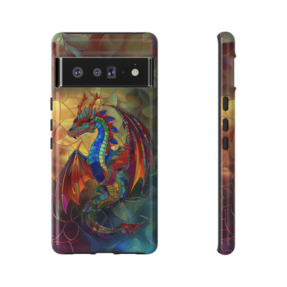 Stained Glass Dragon Phone Case - Colorful Fantasy Design for iPhone, Samsung Galaxy, Google Pixel Devices