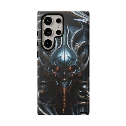 Metallic Alien Mask Phone Case – Futuristic Alien Horror Design for iPhone, Samsung Galaxy, and Google Pixel Devices