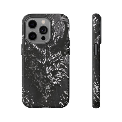 Silver Devil Phone Case – Gothic Demon Design for iPhone, Samsung Galaxy, and Google Pixel Devices