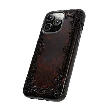 Gothic Ornate Leather-Inspired Phone Case - Dark Aesthetic Cover