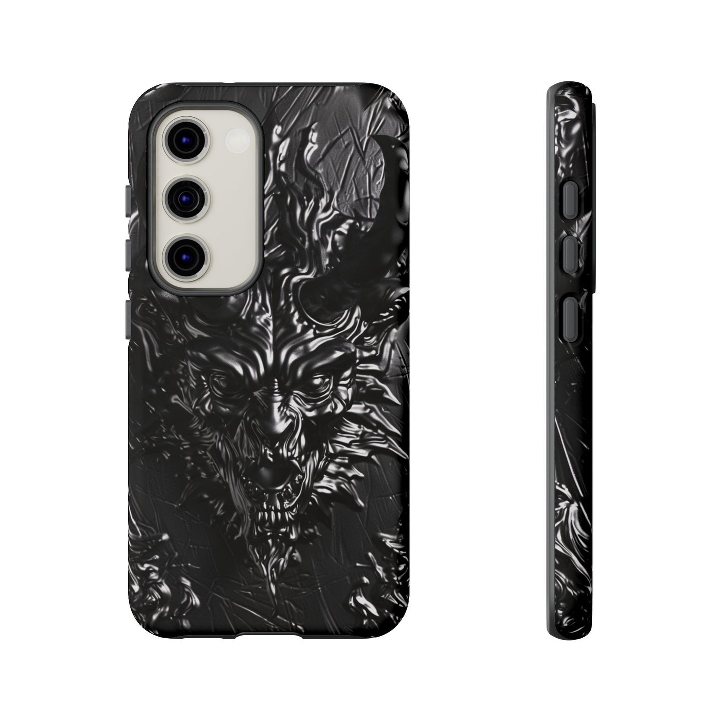 Silver Devil Phone Case – Gothic Demon Design for iPhone, Samsung Galaxy, and Google Pixel Devices