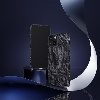 Black Demon Phone Case – Horned Hell Horror Design for iPhone, Samsung Galaxy, and Google Pixel Devices