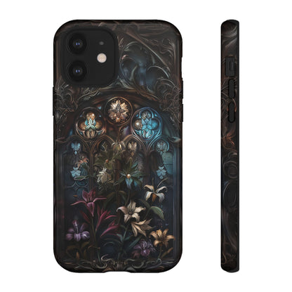 Elegant Gothic Flower Art Phone Case - Intricate Floral Design for iPhone, Samsung Galaxy, and Google Pixel Devices