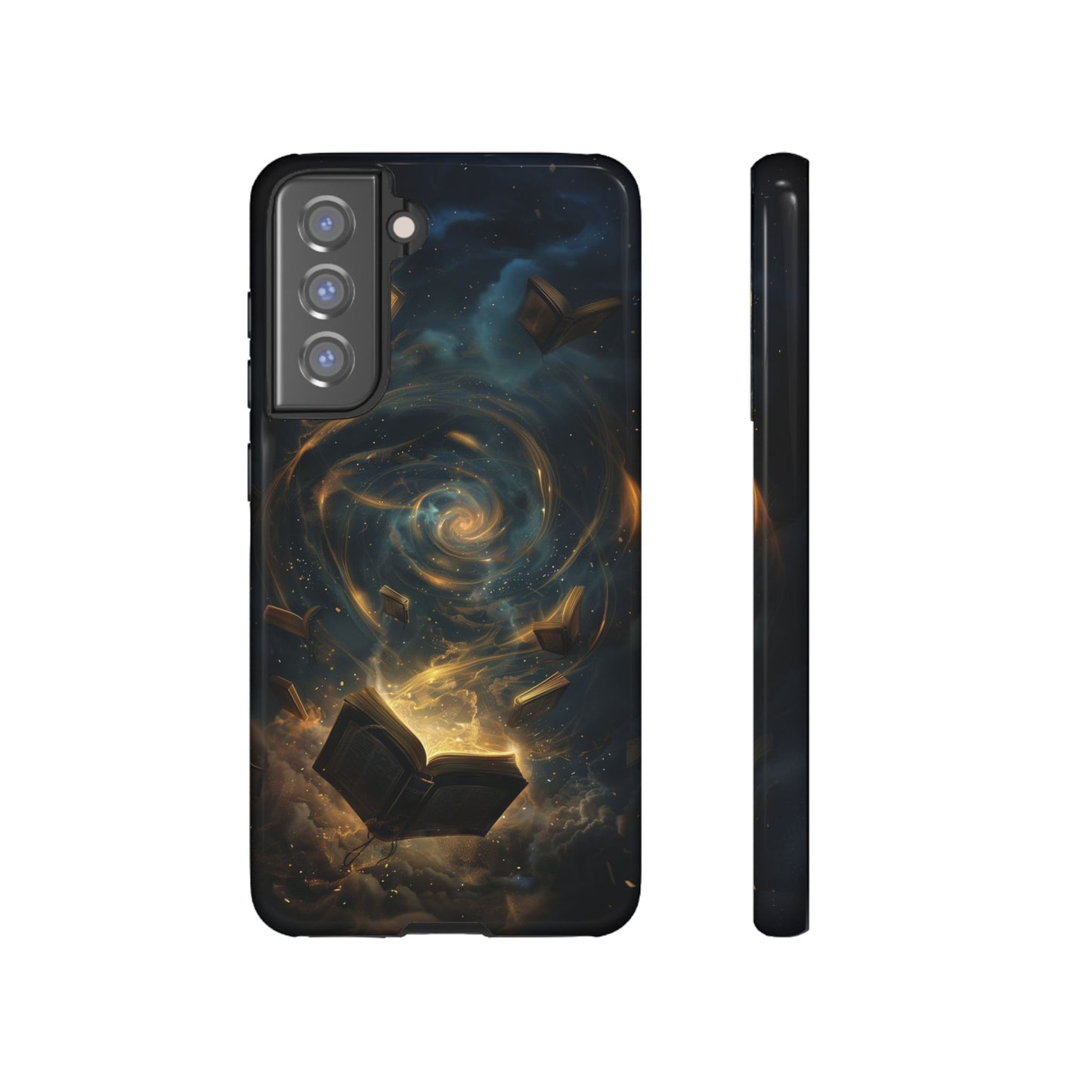 Magical Galaxy Swirling Books Phone Case - Celestial Book Lover's Gift for iPhone, Samsung Galaxy, and Google Pixel Devices