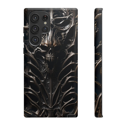 Biomechanical Horror 3 Tough Phone Case – Futuristic Alien Skull Design for iPhone, Samsung Galaxy, and Google Pixel Devices