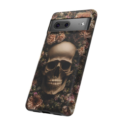 Skull and Flowers #2 Phone Case – Gothic Floral Design for iPhone, Samsung Galaxy, and Google Pixel Devices