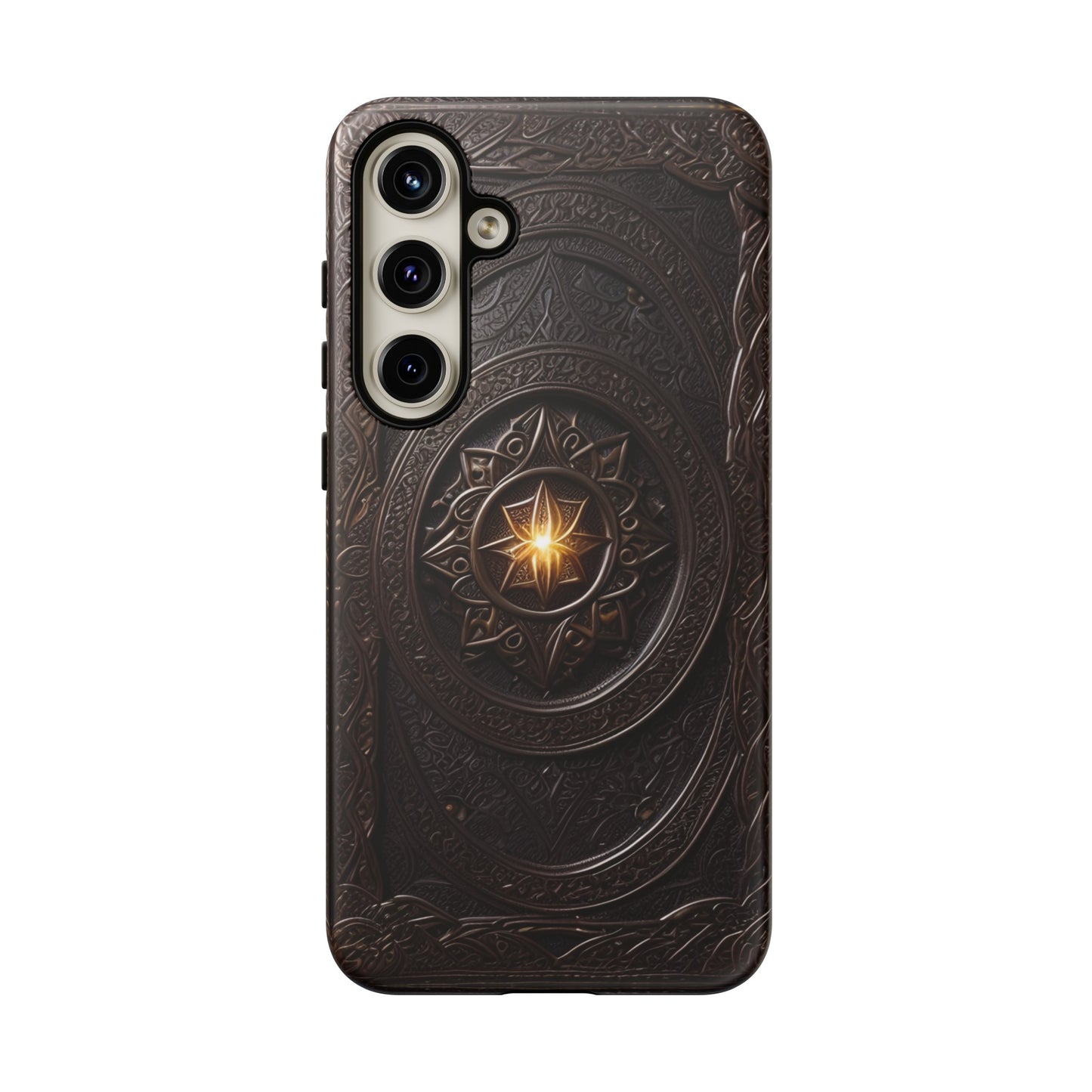 Intricate Leather Flower Tough Phone Case – Elegant Floral Design for iPhone, Samsung Galaxy, and Google Pixel Devices