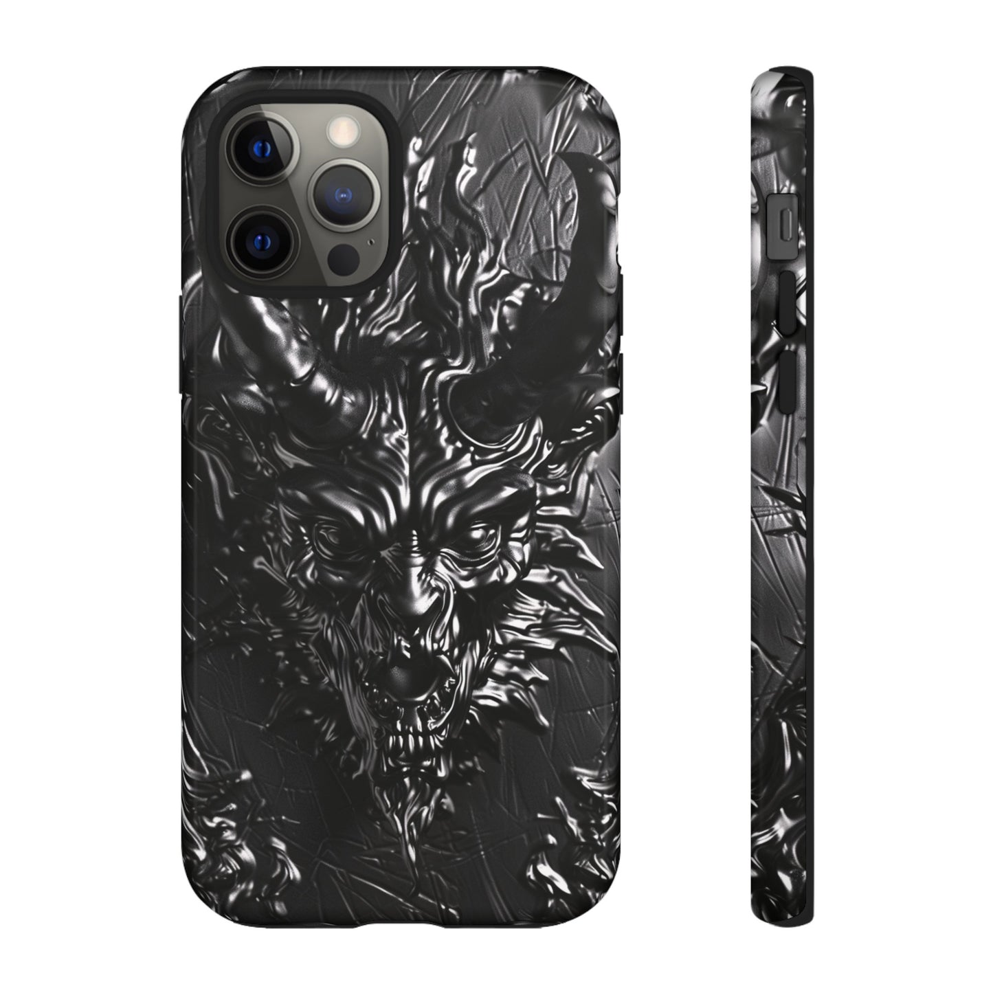 Silver Devil Phone Case – Gothic Demon Design for iPhone, Samsung Galaxy, and Google Pixel Devices