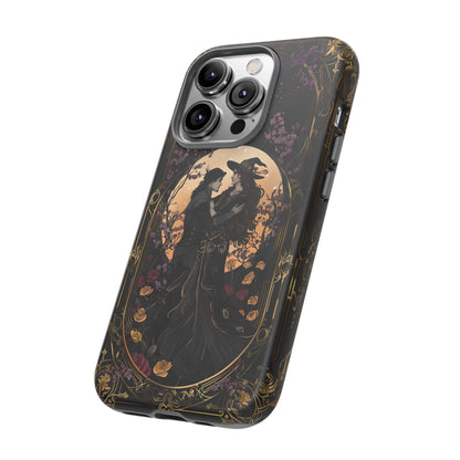 Gothic Romance Phone Case - Enchanted Witch and Lover Design for iPhone, Samsung Galaxy, and Google Pixel Devices