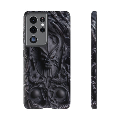 Black Demon Phone Case – Horned Hell Horror Design for iPhone, Samsung Galaxy, and Google Pixel Devices