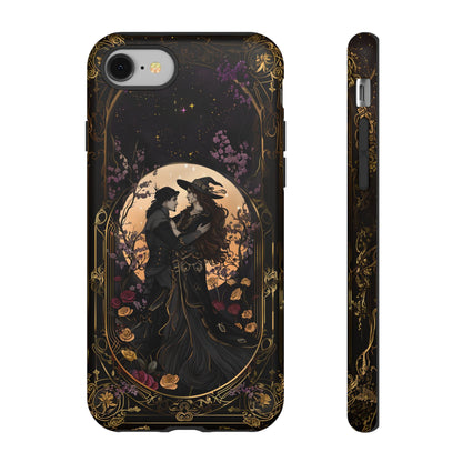 Gothic Romance Phone Case - Enchanted Witch and Lover Design for iPhone, Samsung Galaxy, and Google Pixel Devices