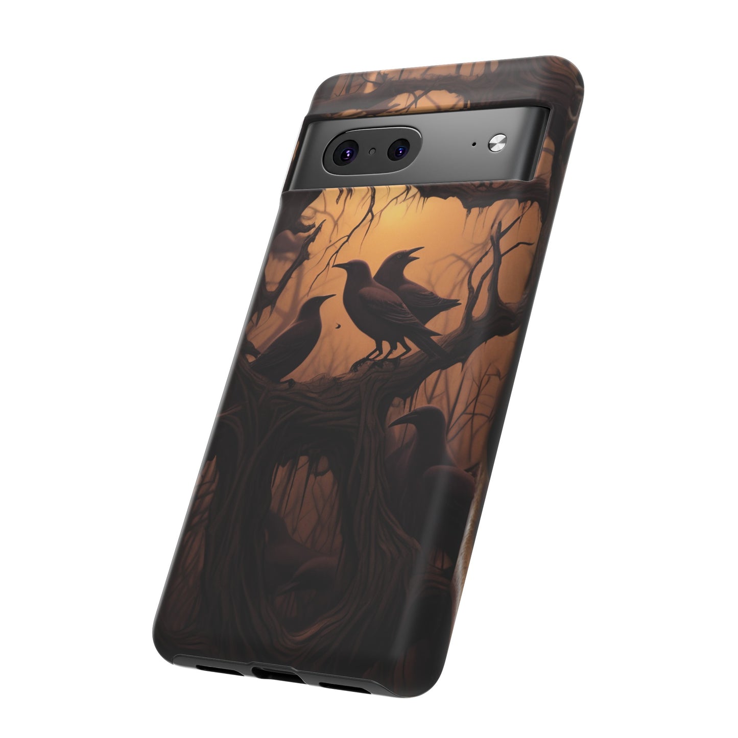 Ravens at Dusk Phone Case – Gothic Halloween Design with Edgar Allan Poe Inspired Crows for iPhone, Samsung Galaxy, and Google Pixel Devices